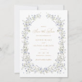 Floral Elegant Dusty Blue Wreath Save the Date Einladung (Vorderseite)