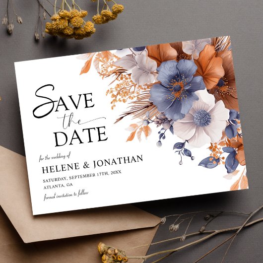 Floral Elegant Dusty Save The Date