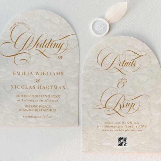 Floral Elegant Elfenbein auf einer Hochzeit Einladung