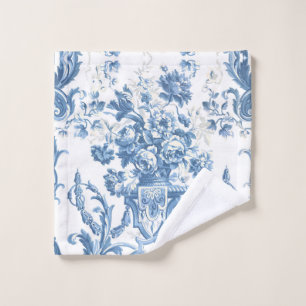 Floral Elegant English Country Blue White Cottage Waschlappen