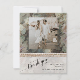 Floral Elegant Gold Gilded Classic Wedding Foto Dankeskarte