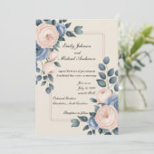 Floral Elegant Hochzeit Einladung (Stehend Vorderseite)