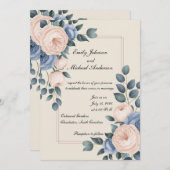 Floral Elegant Hochzeit Einladung (Vorne/Hinten)