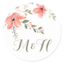 Floral Elegant Hochzeitsticker-Wasserfarben-Blume