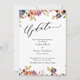 Floral Elegant Hochzeitsupdate-Karte aufgeschoben Einladung