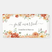 Floral Elegant Just Married Car Banner (Horizontal)