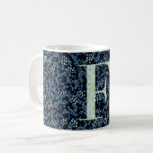 Floral Elegant Klasse Monogram F blau mit einer Ph Kaffeetasse (Vorderseite Links)