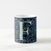 Floral Elegant Klasse Monogram F blau mit einer Ph Kaffeetasse (Mittel)