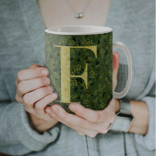 Floral Elegant Klasse Monogram F grün mit einer Ph Kaffeetasse