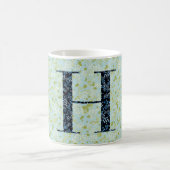 Floral Elegant Klasse Monogram H blau w/Phrase Kaffeetasse (Mittel)
