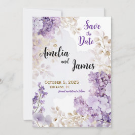 Floral Elegant Lavender Wedding Save the Date Einladung