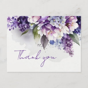 Floral Elegant Lila Chic Boho Wedding Vielen Dank Postkarte