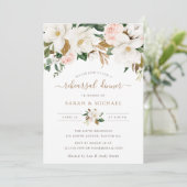 Floral Elegant Magnolia Blush Neutrale Probe Einladung (Stehend Vorderseite)