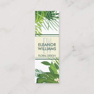 Floral elegant mit grünen Blätter und winzigen Blu Mini Visitenkarte