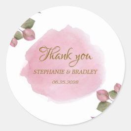 Floral Elegant Moderne Blush Pink Hochzeit Vielen  Runder Aufkleber