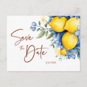 Floral Elegant Moderne Lemon Hochzeit Ankündigungspostkarte (Vorderseite)