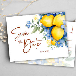 Floral Elegant Moderne Lemon Hochzeit Ankündigungspostkarte