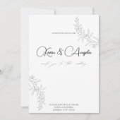 Floral Elegant Moderne Minimalistische Hochzeit Einladung (Vorderseite)
