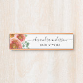 Floral Elegant Modernes Aquarell Pastell Rosa Türschild (Vorderseite )