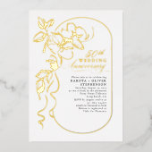 Floral Elegant Modernes Hochzeitstag Gold Folieneinladung (Vorderseite)
