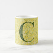 Floral Elegant Monogram C gelb mit einer Phrase Kaffeetasse (Mittel)