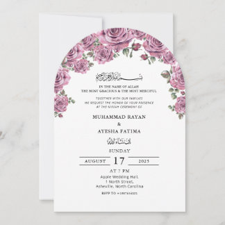 Floral Elegant Nikkah Arabisch Islamische Hochzeit Einladung
