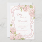 Floral Elegant Pink Hydrangea Baby Shower Einladung (Vorderseite)