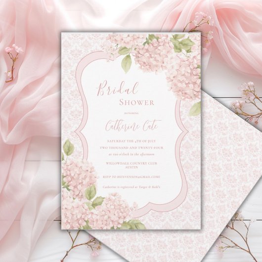 Floral Elegant Pink Hydrangea Bridal Shower  Einladung
