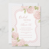 Floral Elegant Pink Hydrangea Plaid Bridal Shower Einladung (Vorderseite)