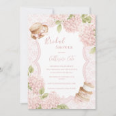 Floral Elegant Pink Hydrangea Vintage Bridal Einladung (Vorderseite)