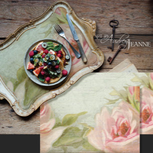 Floral Elegant Rosa Drehbuch Ephemera Decoupage Seidenpapier