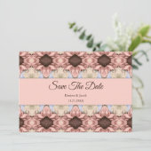 Floral Elegant Rose Gold Blush Pink Save The Date Ankündigung (Stehend Vorderseite)