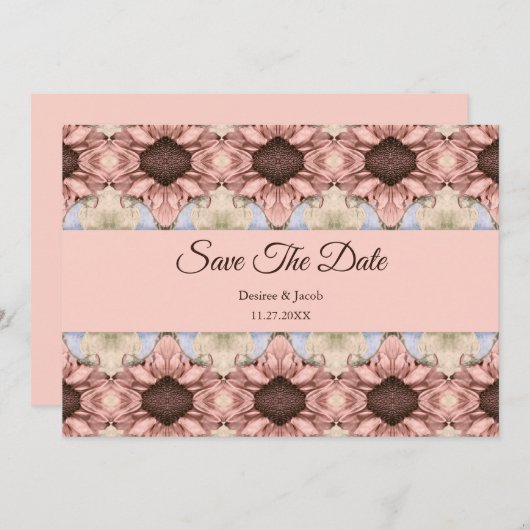Floral Elegant Rose Gold Blush Pink Save The Date Ankündigung (Vorne/Hinten)