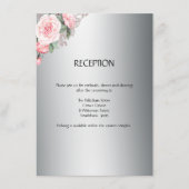 Floral Elegant Rosen Silber Hochzeitsempfang Begleitkarte (Vorderseite)