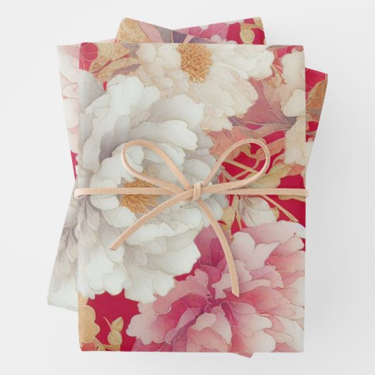 Floral elegant rot geschenkpapier set (Beispiel)