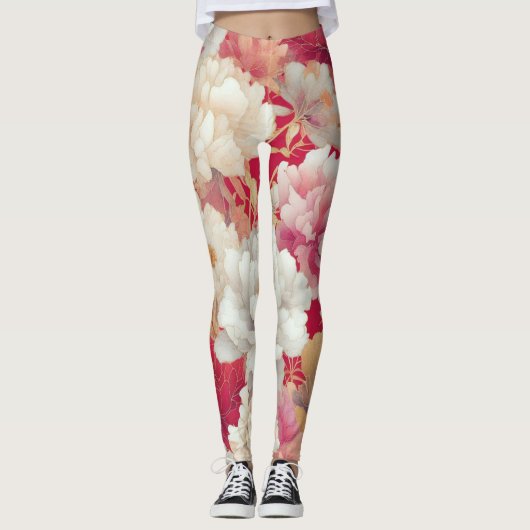Floral elegant rot leggings (Vorderseite)