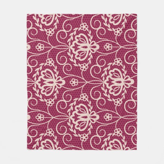 Floral Elegant: Rotlichtmuster Fleecedecke (Vorderseite)