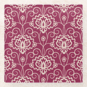 Floral Elegant: Rotlichtmuster Glasuntersetzer