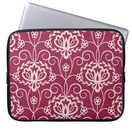 Floral Elegant: Rotlichtmuster Laptopschutzhülle (Vorderseite)