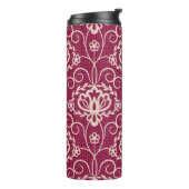 Floral Elegant: Rotlichtmuster Thermosbecher (Nach links gedreht)