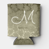 Floral Elegant Sage Green Ivory Monogram Wedding Dosenkühler (Vorderseite)