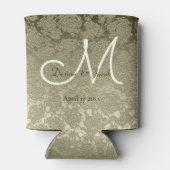 Floral Elegant Sage Green Ivory Monogram Wedding Dosenkühler (Rückseite)