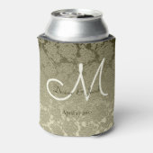 Floral Elegant Sage Green Ivory Monogram Wedding Dosenkühler (Kanne Rückseite)