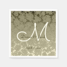 Floral Elegant Sage Green Ivory Monogram Wedding