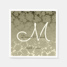 Floral Elegant Sage Green Ivory Monogram Wedding Serviette