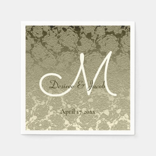 Floral Elegant Sage Green Ivory Monogram Wedding Serviette (Vorderseite)