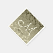 Floral Elegant Sage Green Ivory Monogram Wedding Serviette (Ecke)