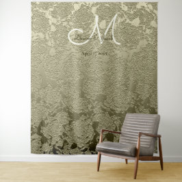 Floral Elegant Sage Green Ivory Monogram Wedding Wandteppich