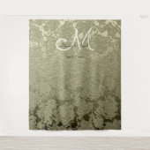 Floral Elegant Sage Green Ivory Monogram Wedding Wandteppich (Vorderseite)