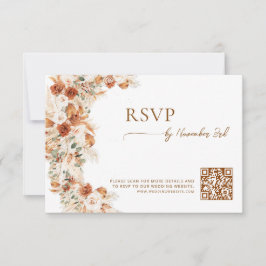 Floral Elegant Script Wedding Website QR Code RSVP Karte